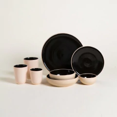 Mini Bowl Korba Negro/Beige Brillante 10 cm. - Duvet Home