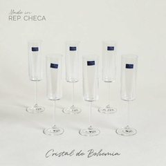 Set X6 Copas De Champagne De Cristal de Bohemia Anita 160 ml.