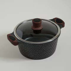 Olla Dark Granite Tapa de Vidrio y Asas 24 cm. - comprar online