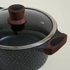 Olla Dark Granite Tapa de Vidrio y Asas 24 cm. en internet