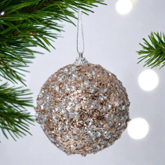 Caja X6 Bolas con Brillo Champagne