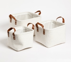 Set X3 Canastos Bouclé Cuadrados - Duvet Home