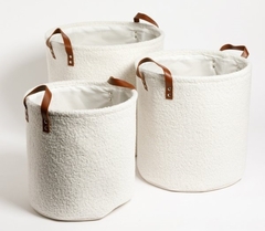 Set X3 Canastos Bouclé Redondos - Duvet Home