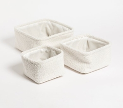 Set X3 Canastos Bouclé Cuadrados - Duvet Home