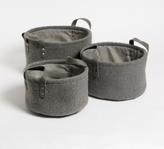 Set X3 Canastos Bouclé Redondos