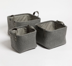 Set X3 Canastos Bouclé Cuadrados