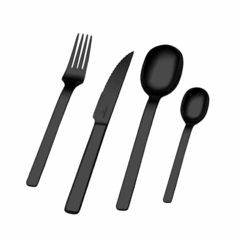Set x24 Piezas Cubiertos Sakura Matt Black Stainless Steel - comprar online