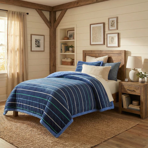 Edredon Flannel Estampado con Corderito Twin - comprar online