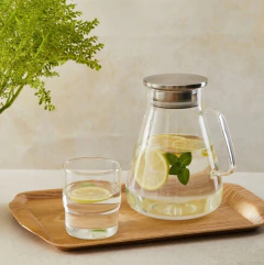 Jarra de Vidrio Aqua Bloom con Tapa Acero Inox 1.6 Lts. - Duvet Home