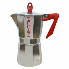 Cafetera Pedrini Moka Aluminio Roja
