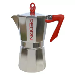 Cafetera Pedrini Moka Aluminio Roja
