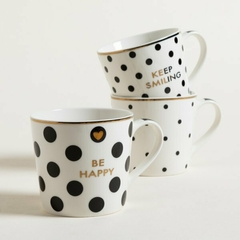 Mug Lunares Negro y Dorado Surtidos 400 ml. en internet
