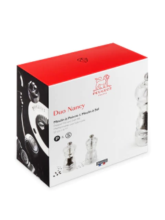 Set Molinillo Peugeot Nancy Pimienta/Sal 12 cm Transparente - Duvet Home