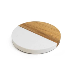 Set x4 Posavasos Málaga Redondos Mármol y Acacia - comprar online