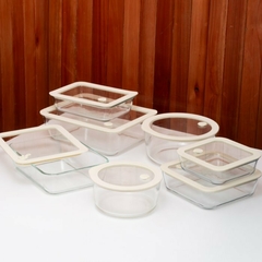 Recipiente Contenedor/Fuente Rectangular de Vidrio con Tapa - tienda online