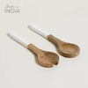 Set de Cuchara y Tenedor Madera Esmaltada Saha 23 cm.