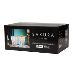 Set X6 Vasos Sakura Winterfell Vidrio Labrado 300 ml - comprar online