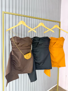 Vestido lapela drapeado