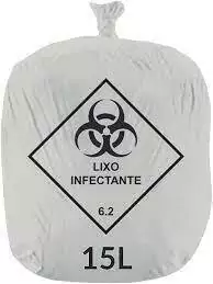 SACO PARA LIXO BRANCO INFECTANTE 15 LITROS C/ 100 UNID