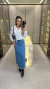 0470 - Saia Midi Jeans | Barra Desfiada (565) - Loja Reforma | Roupas Femininas Novidades Toda Semana
