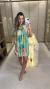 0925 - Vestido Curto Manguinha | Amarração No Pescoço - comprar online