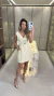 1038 - Vestido Curto Decote V | Cinto Flor (7239) - comprar online