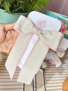 Laço Pontas Glam (cru/rosa)