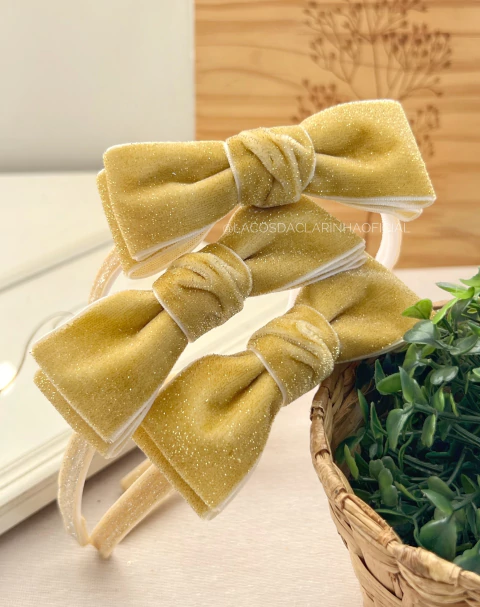 Tiara Veludo Glam Dourado - comprar online