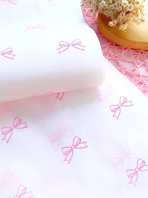KIT 50 FOLHAS PAPEL DE SEDA ESTAMPA DE LACINHO 25 X 70 CM (50 UNIDADES)