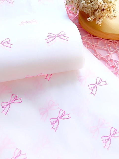 PAPEL DE SEDA ESTAMPA DE LACINHO 25 X 70 CM (100 UNIDADES)