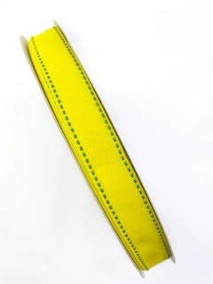 FITA PESPONTADA YAMA AMARELA PESPONTO VERDE ( 1 METROS) - JC FITAS