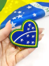 APLIQUES PATCHES CORAÇÃO BANDEIRA DO BRASIL BORDADO 6,5 CM ( 1 UNIDADE )