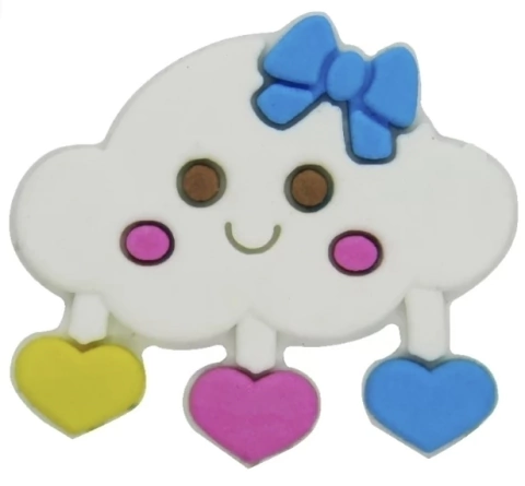 APLIQUE EMBORRACHADO NUVEM 3 CORAÇÕES 3,5 X 3,3 CM (2 UNIDADES)