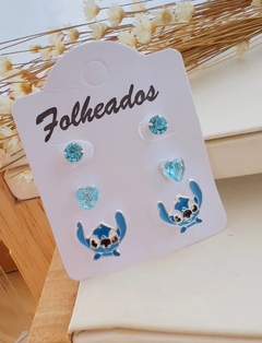CARTELA BRINCO STITCH FOLHADO A OURO ( 1 UNIDADE) - JC FITAS