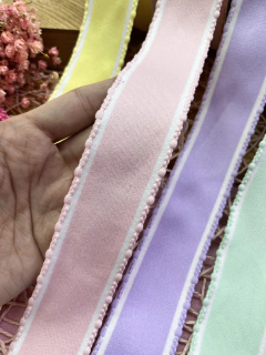 FITA TECIDO ESPECIAL COM BORDA POMPOM IMPORTADA 38 MM( 1 METRO ) - comprar online