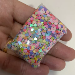 MICRO CORAÇÃO BRILHO EM PAETÊ (15 GRAMAS) - JC FITAS