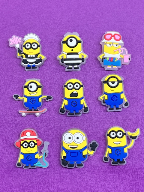 APLIQUE EMBORRACHADO MINIONS FLUORESCENTE 3 CM ( 1 UNIDADE)