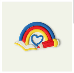 APLIQUE EMBORRACHADO ARCO-ÍRIS C/ LÁPIS E CADERNO ( 1 UNIDADES) - comprar online