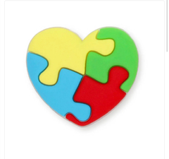 APLIQUE EMBORRACHADO CORAÇÃO AUTISMO (1 UNIDADES) - comprar online