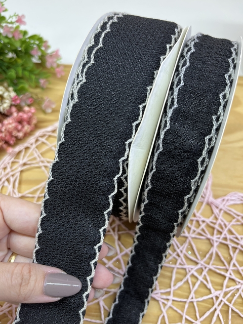 FITA TWEED LISA IMPORTADA COM BORDA PRETA ( 1 METRO ) - comprar online