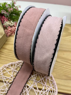 FITA VELUDO COTELE BORDA TRABALHADA 38 MM ( 1 METRO) - JC FITAS