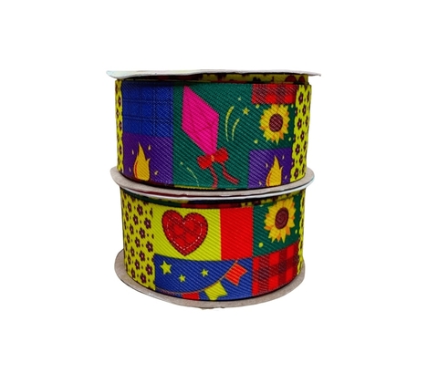 FITA JEANS SINIMBU JUNINA QUADRADOS COM GIRASOL REF 1949-35 ( 10 METROS ) - comprar online