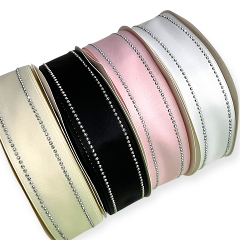 FITA ACETINADA LINHAS DE STRASS 38 MM ( 1 METRO ) - comprar online