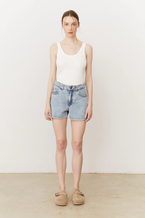 5585 - SHORT JEAN DEFLECADO LIGHT BLUE - comprar online