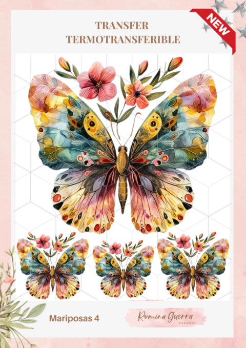 Lamina Termotransferible Mariposas 4 - Romina Guerra - comprar online