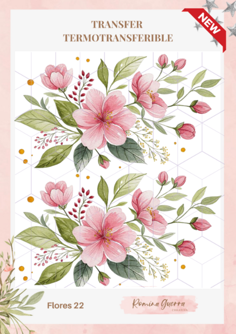 Lamina Termotransferible Flores 22 - Romina Guerra - comprar online