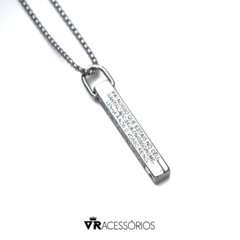 Colar Pai Nosso Silver Corrente Aço Inox 316L na internet