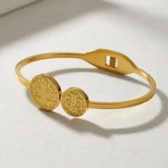 Bracelete São Bento Dourado Aço Inoxidável 316L - VR Acessórios | Loja online de Acessórios Masculinos