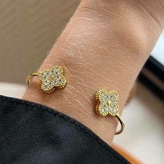 Bracelete Trevo Zircônias Gold banhado a ouro 18k - comprar online