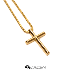 Colar Cruz Gold Corrente Aço Inox 316L - VR Acessórios | Loja online de Acessórios Masculinos